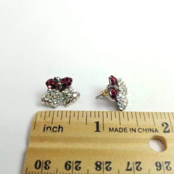 Vintage Rhinestone Bell Shape Stud Earrings, Festive Holiday Sparkle - Picture 4 of 6